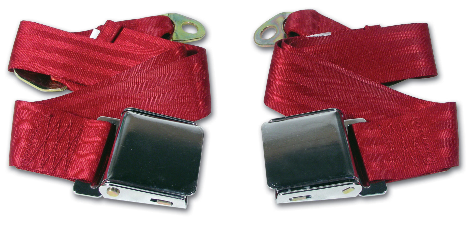 1963-1967 Corvette Seat Belts - Chrome Lift Replacement Bright Red-43897-Corvette-Store-Online