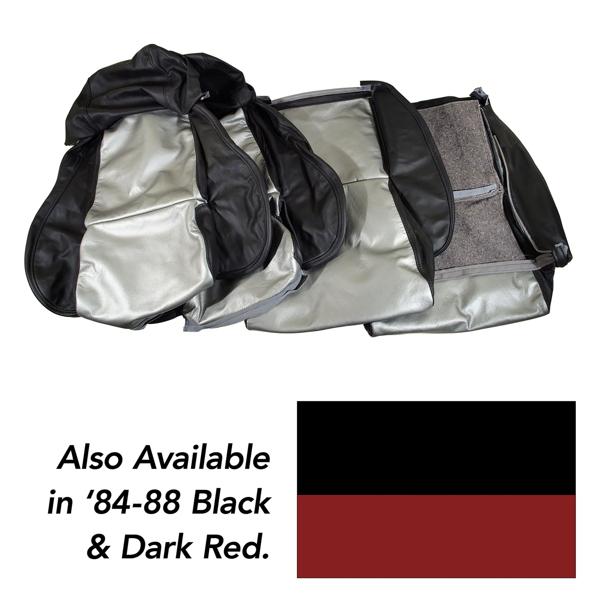 1984-1988 Corvette Custom 100% Leather Standard Seat Covers - Black & Dark Red-44210-Corvette-Store-Online