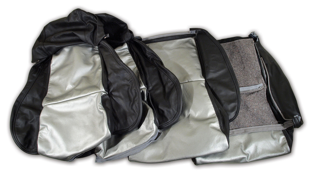 1984-1988 Corvette Custom 100% Leather Standard Seat Covers - Black & Gray-44211-Corvette-Store-Online
