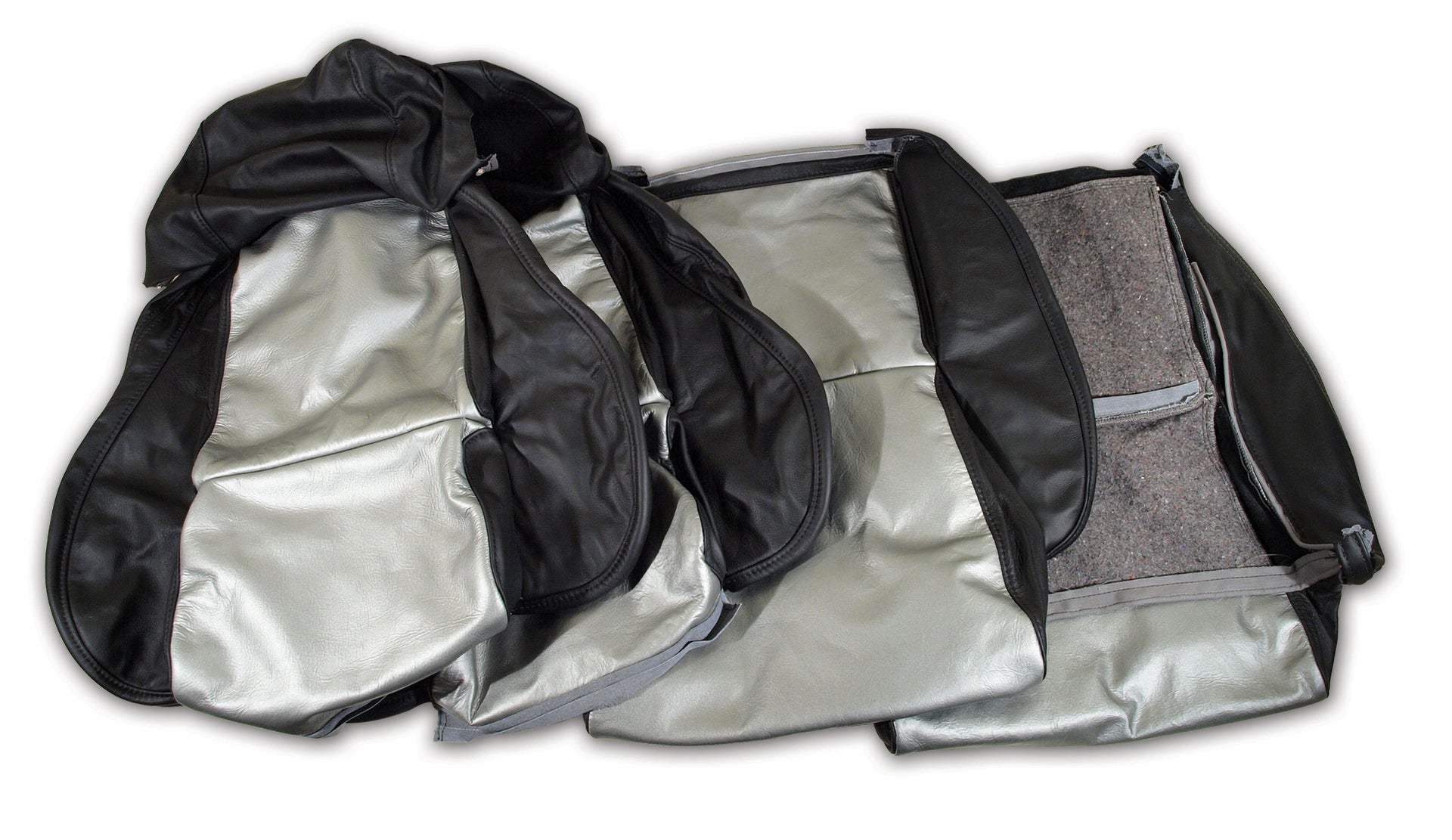 1984-1988 Corvette Custom 100% Leather Standard Seat Covers - Black & Gray-44211-Corvette-Store-Online