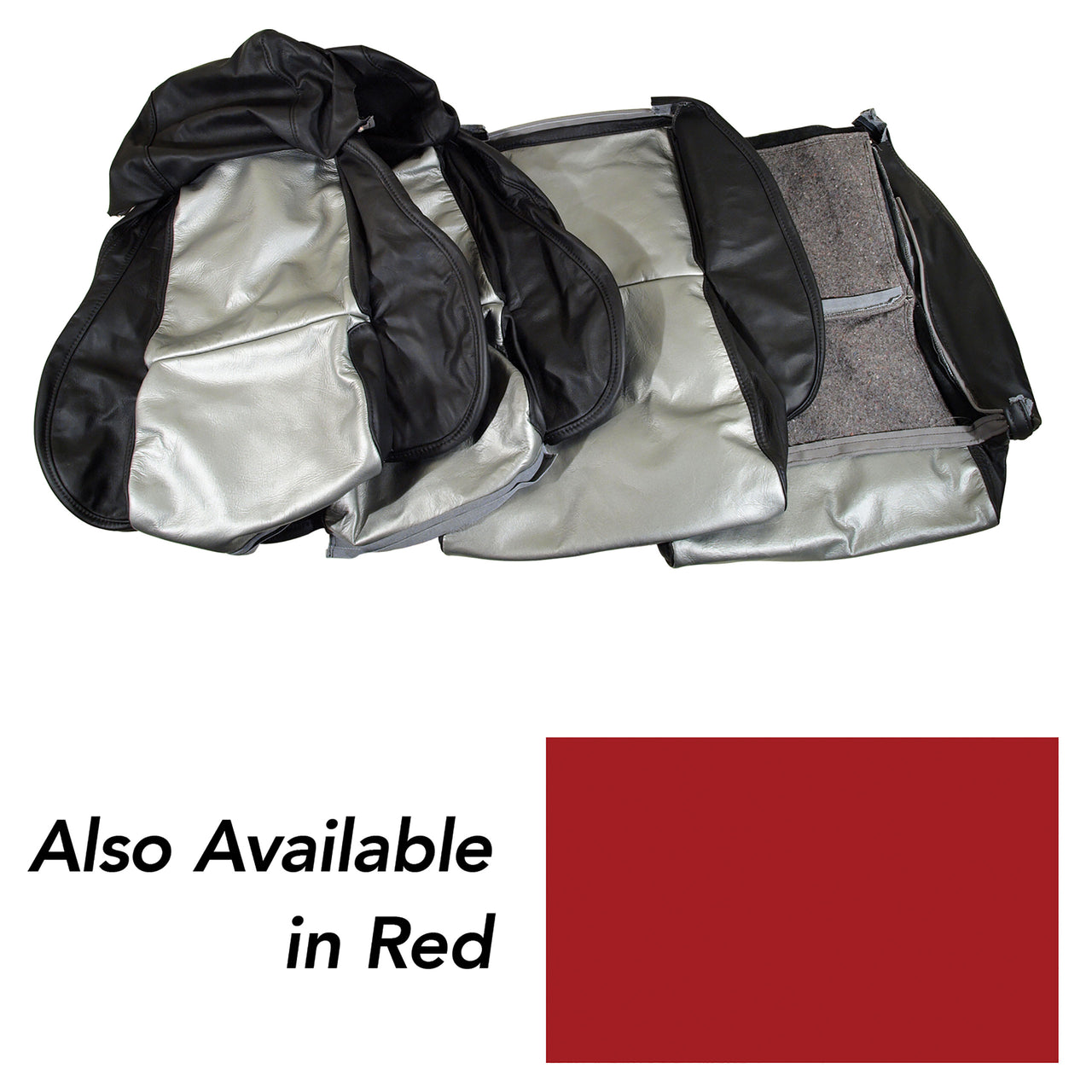 1984-1988 Corvette Custom 100% Leather Standard Seat Covers - Black & Red-44212-Corvette-Store-Online