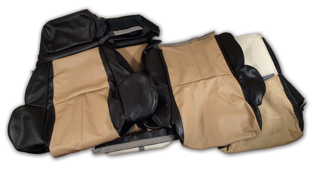 1989-1992 Corvette Custom 100% Leather Standard Seat Covers - Black & Beige-44215-Corvette-Store-Online