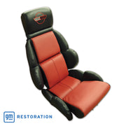1989-1992 Corvette Embroidered Custom 100% Leather Standard Seat Covers - Black & Red-44216E-Corvette-Store-Online