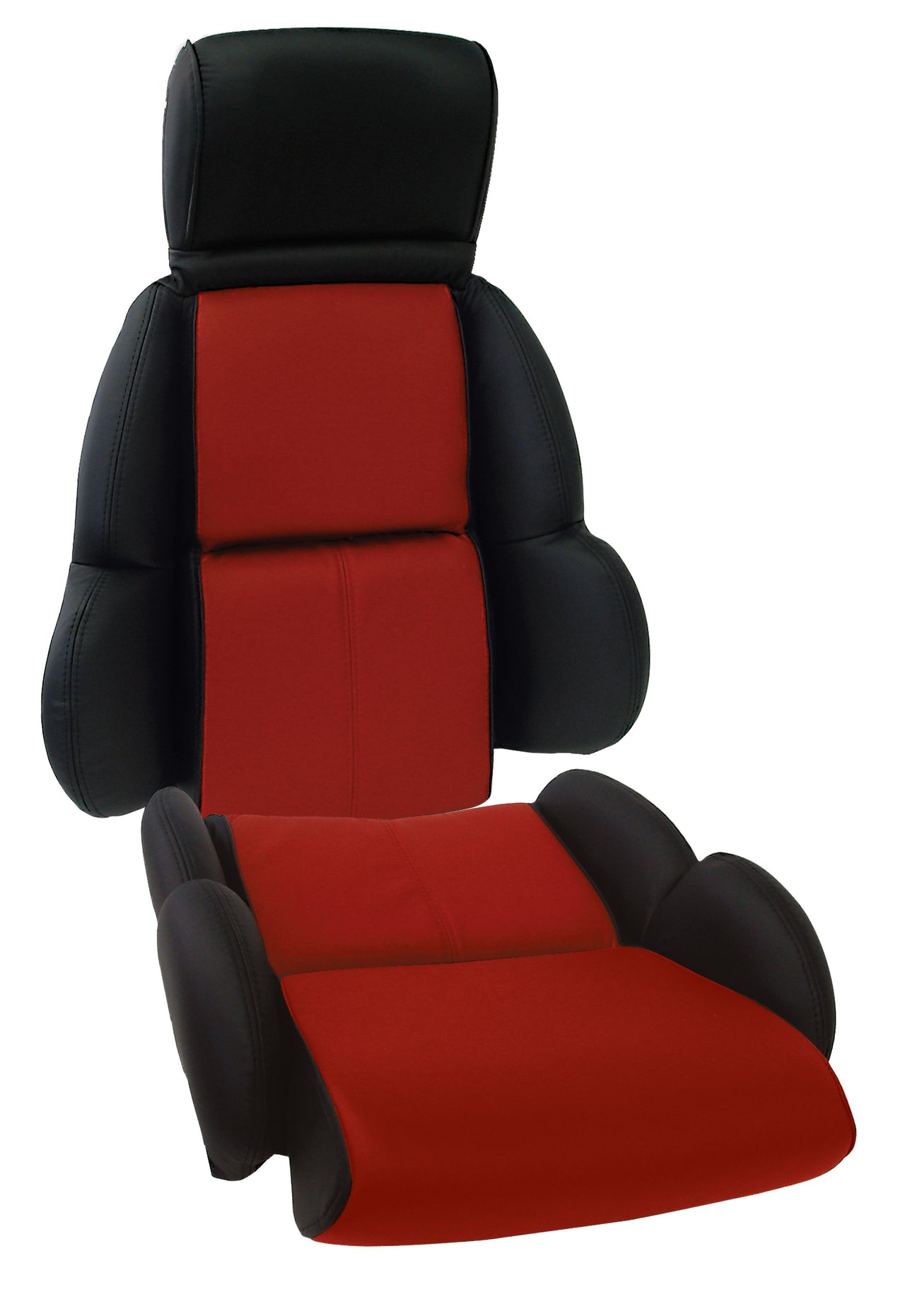 1989-1992 Corvette Custom 100% Leather Standard Seat Covers - Black & Red-44216-Corvette-Store-Online