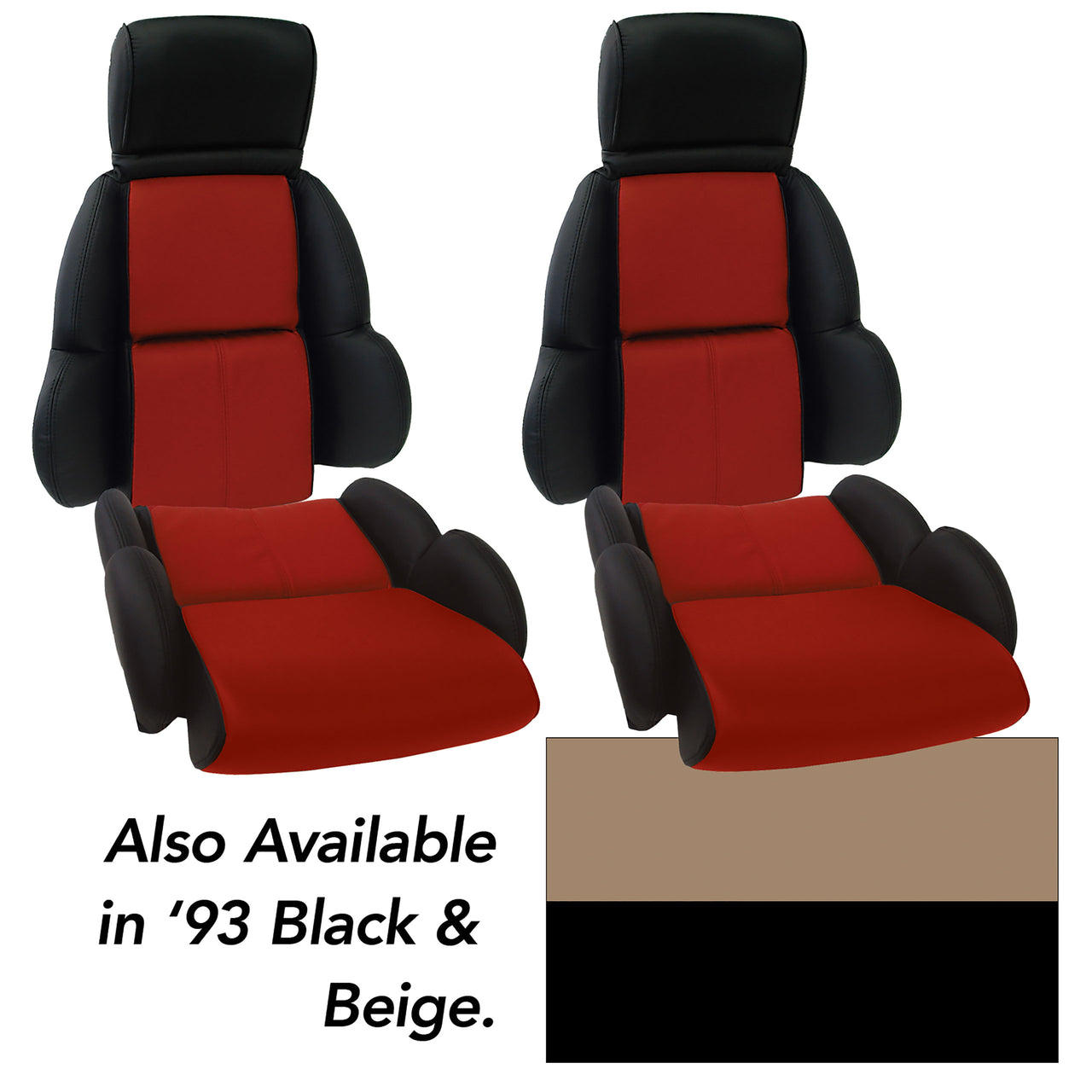1993-1993 Corvette Custom 100% Leather Standard Seat Covers - Black & Beige-44220-Corvette-Store-Online