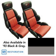 1993-1993 Corvette Embroidered Custom 100% Leather Standard Seat Covers - Black & Gray-44221E-Corvette-Store-Online