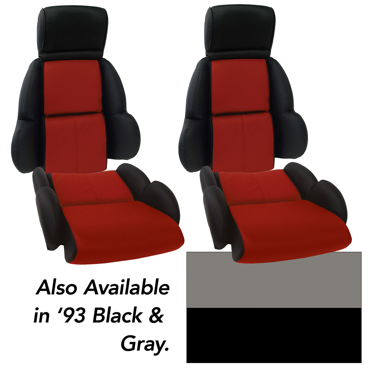 1993-1993 Corvette Custom 100% Leather Standard Seat Covers - Black & Gray-44221-Corvette-Store-Online