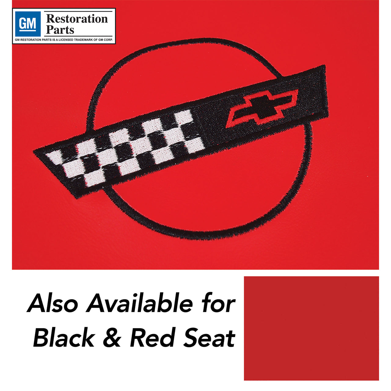 1993-1993 Corvette Embroidered Custom 100% Leather Standard Seat Covers - Black & Torch Red-44222E-Corvette-Store-Online