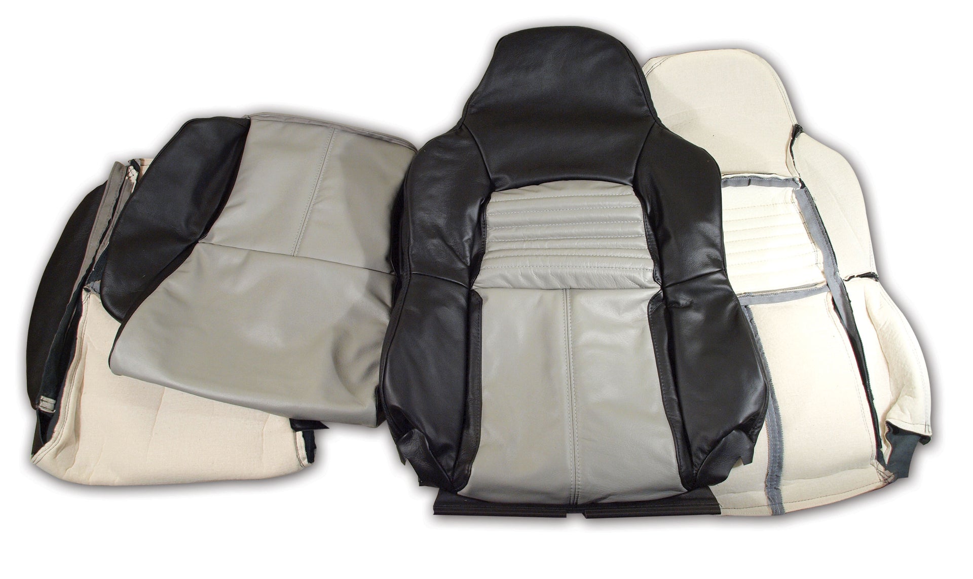 1994-1996 Corvette Custom 100% Leather Standard Seat Covers - Black & Gray-44224-Corvette-Store-Online