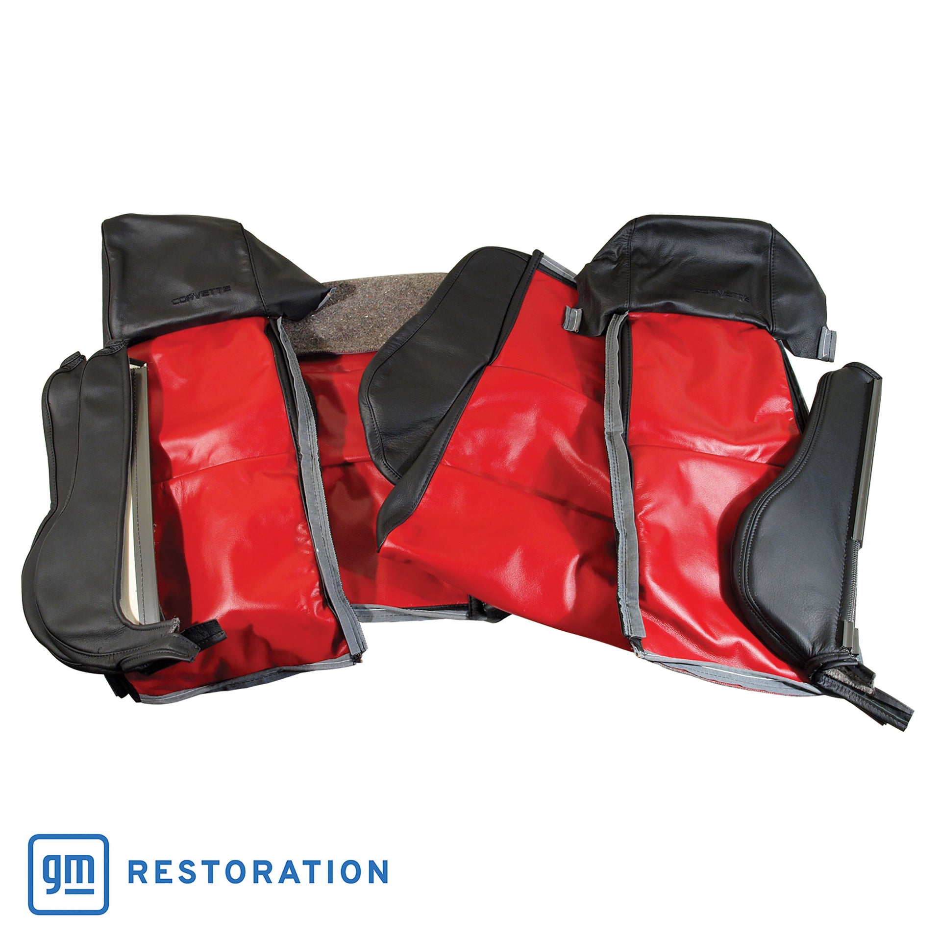 1986-1988 Corvette Custom 100% Leather Seat Covers Sport - Black & Red-44232-Corvette-Store-Online