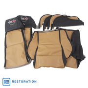 1984-1987 Corvette Embroidered Custom 100% Leather Seat Covers Sport - Black & Sadd-44233E-Corvette-Store-Online