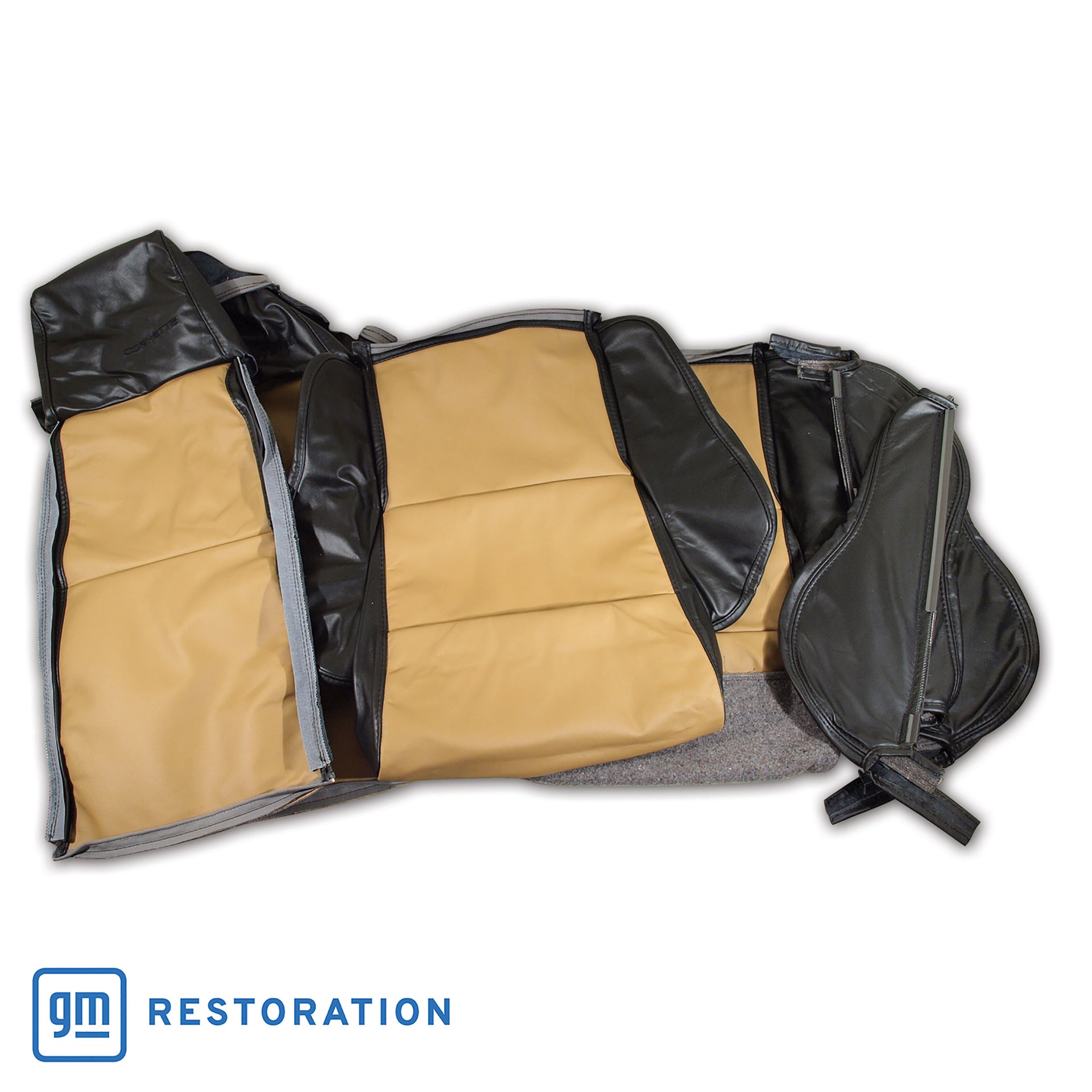 1984-1987 Corvette Custom 100% Leather Seat Covers Sport - Black & Saddle-44233-Corvette-Store-Online