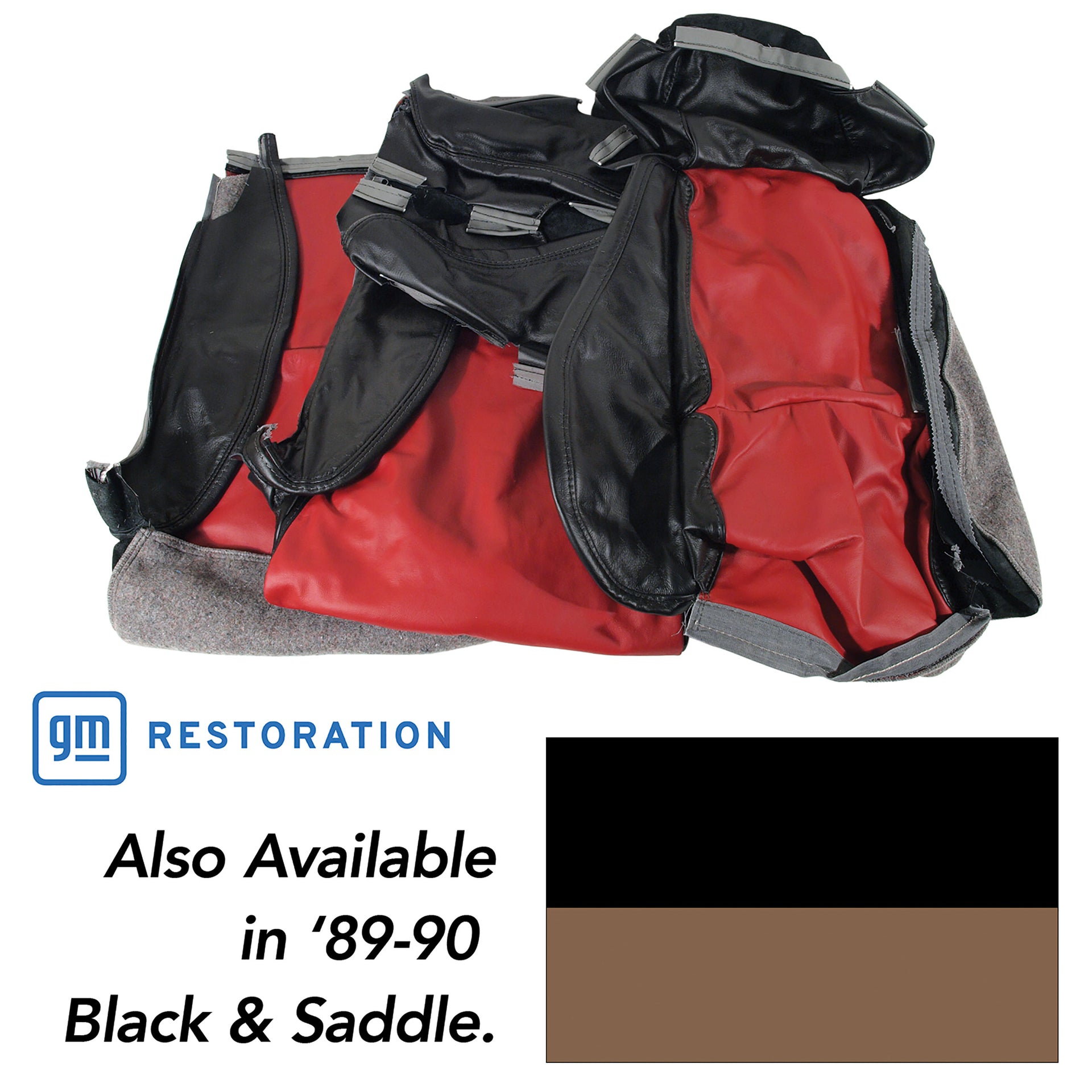 1989-1990 Corvette Custom 100% Leather Seat Covers Sport - Black & Saddle-44236-Corvette-Store-Online