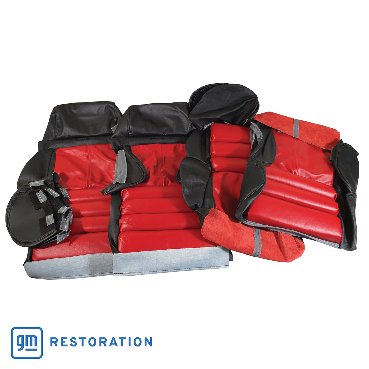 1991-1992 Corvette Custom 100% Leather Seat Covers Sport - Black & Red-44240-Corvette-Store-Online