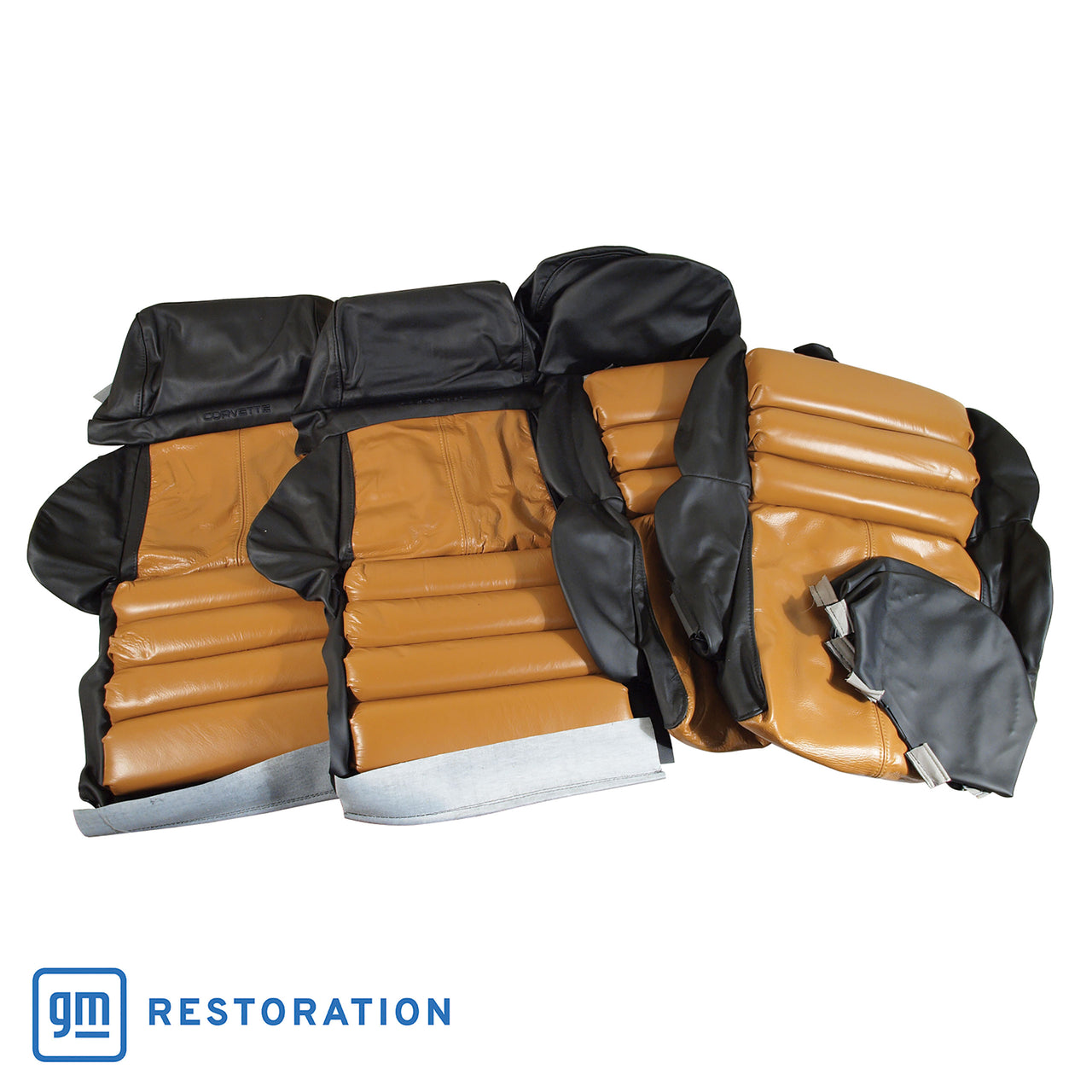 1991-1992 Corvette Custom 100% Leather Seat Covers Sport - Black & Saddle-44241-Corvette-Store-Online