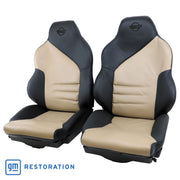 1994-1996 Corvette Custom 100% Leather Seat Covers Sport W/Foam - Black & Beige-44247-Corvette-Store-Online