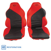 1994-1996 Corvette Custom 100% Leather Seat Covers Sport W/Foam - Black & Red-44249-Corvette-Store-Online