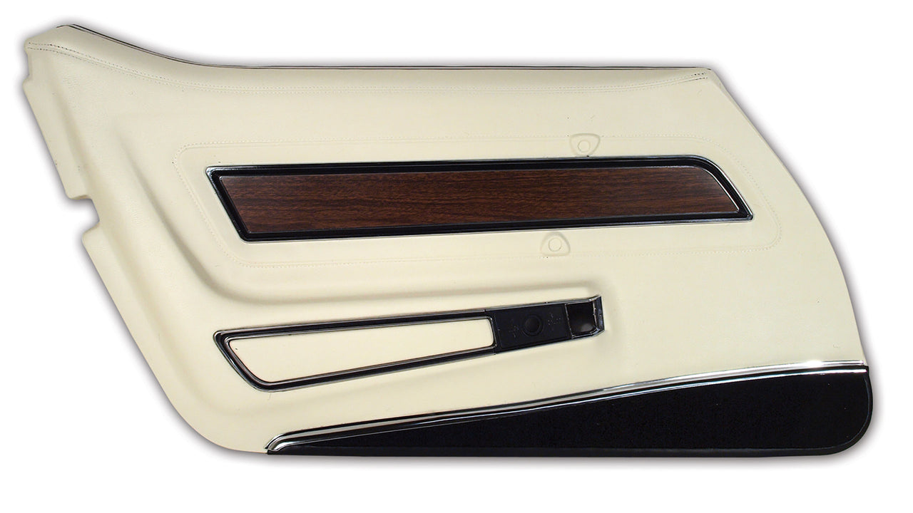 1976-1976 Corvette Door Panel White W/Black Carpet Deluxe LH-4425Z5-Corvette-Store-Online