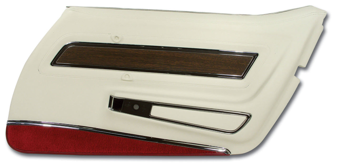 1976-1976 Corvette Door Panel White W/Firethorn Carpet Deluxe RH-442676-Corvette-Store-Online