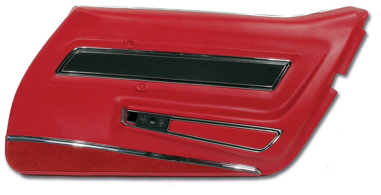 1977-1977 Corvette Door Panel Red Deluxe RH-443224-Corvette-Store-Online