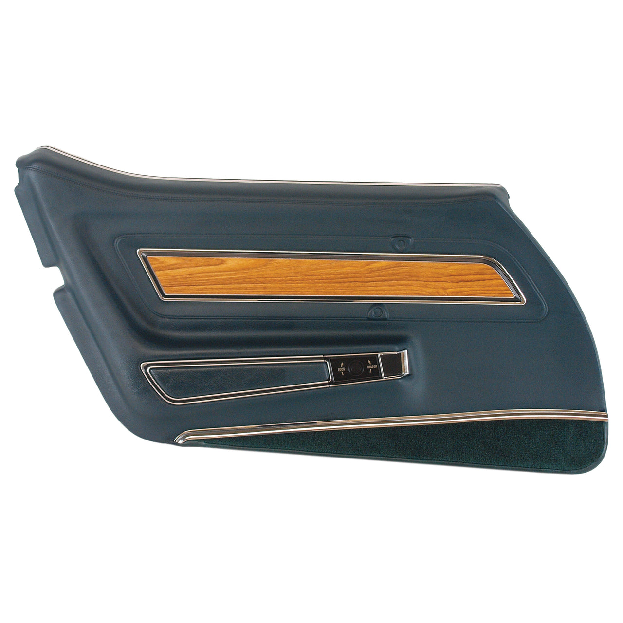 1976-1976 Corvette Door Panel Blue Green Deluxe W/Teak Insert LH-443719-Corvette-Store-Online