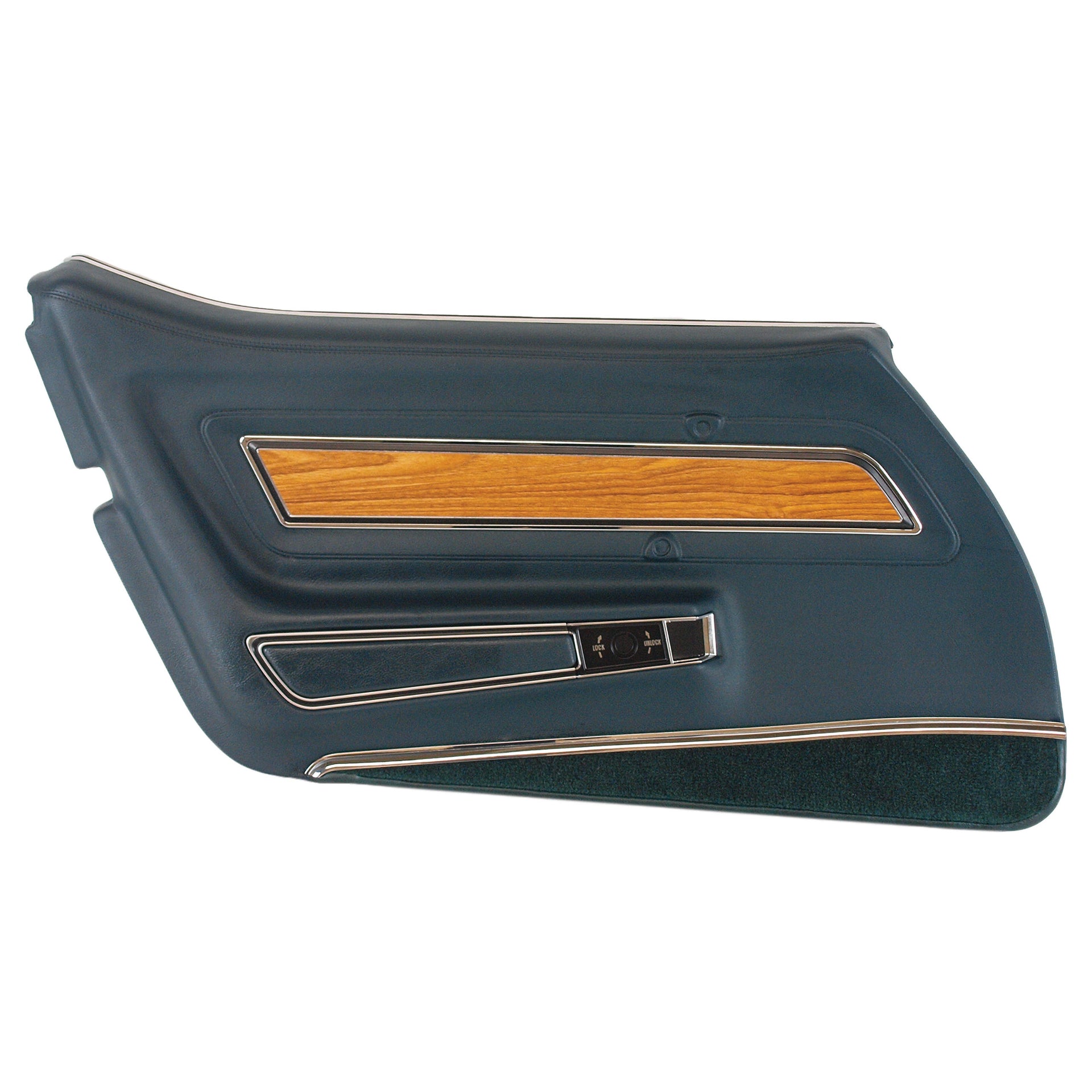 1976-1976 Corvette Door Panel Blue Green Deluxe W/Teak Insert LH-443719-Corvette-Store-Online