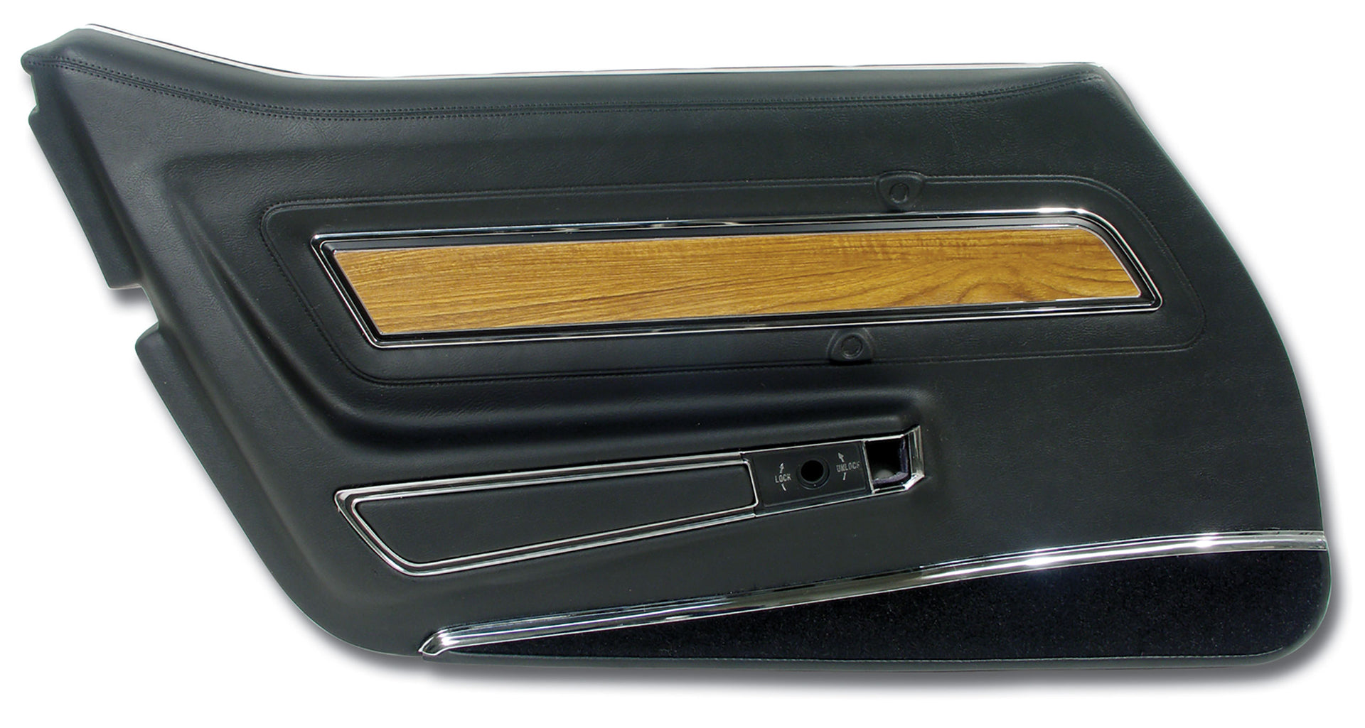 1976-1976 Corvette Door Panel Black Deluxe W/Teak Insert LH-443720-Corvette-Store-Online