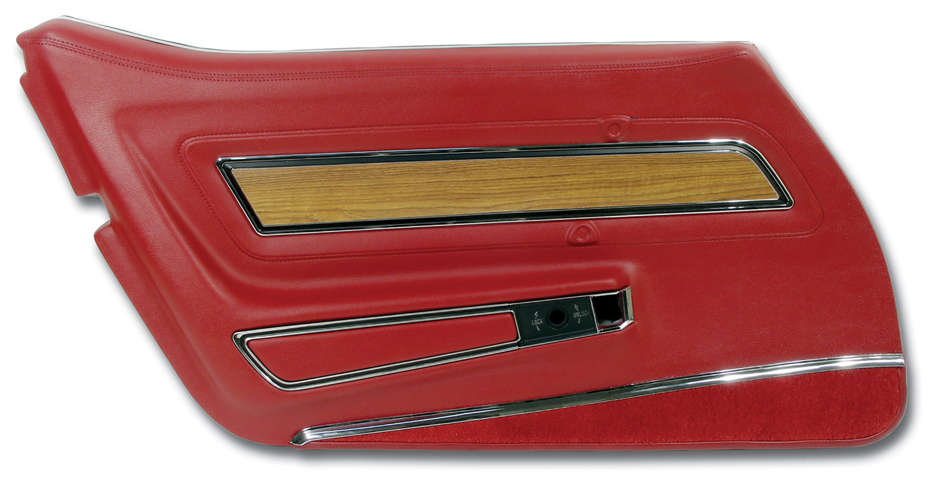 1976-1976 Corvette Door Panel Firethorn Deluxe W/Teak Insert LH-443734-Corvette-Store-Online