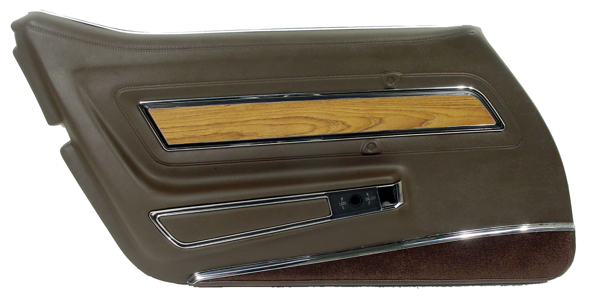 1976-1976 Corvette Door Panel Dark Brown Deluxe W/Teak Insert LH-443755-Corvette-Store-Online