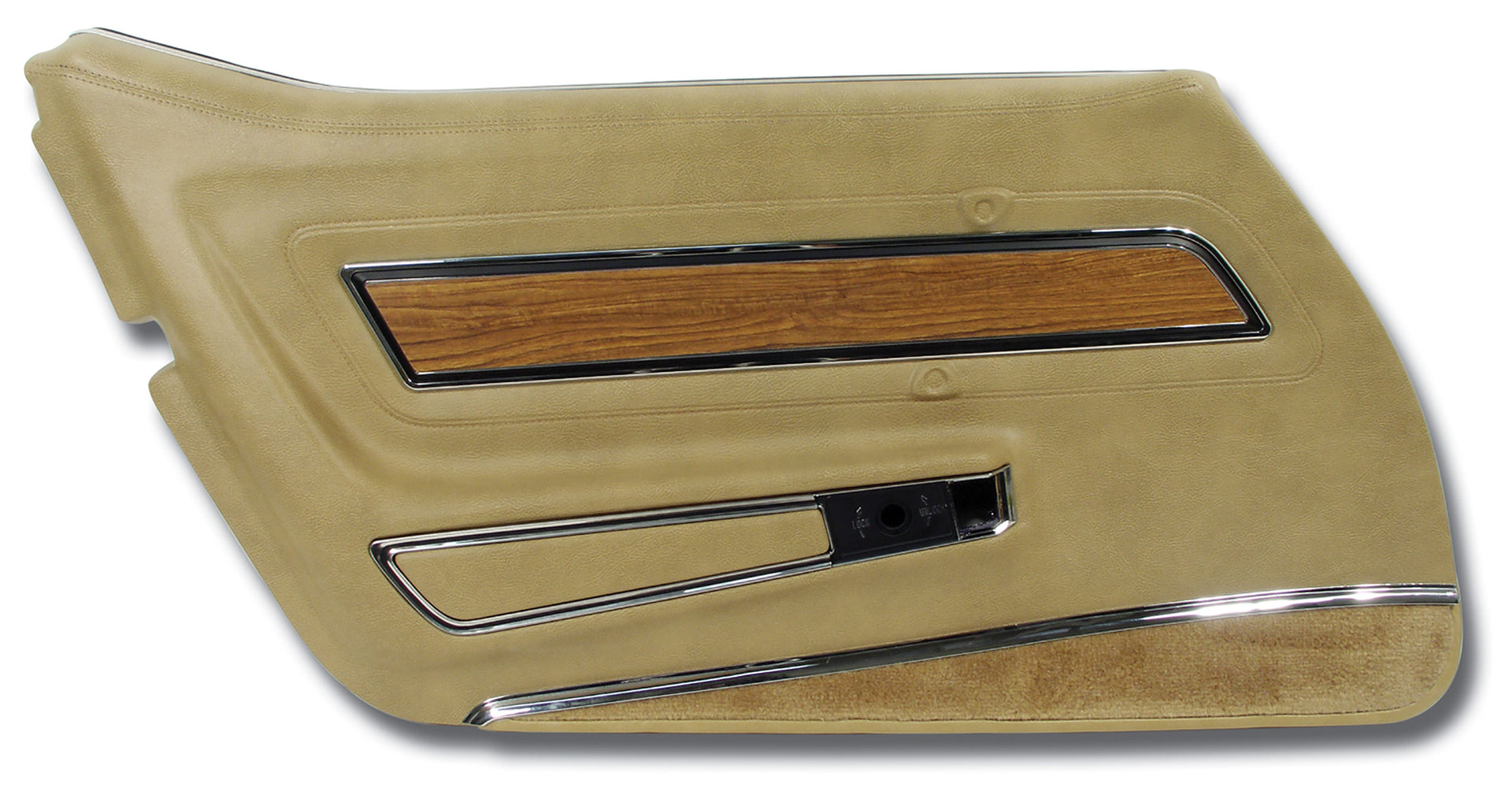 1976-1976 Corvette Door Panel Buckskin Deluxe W/Teak Insert LH-443757-Corvette-Store-Online