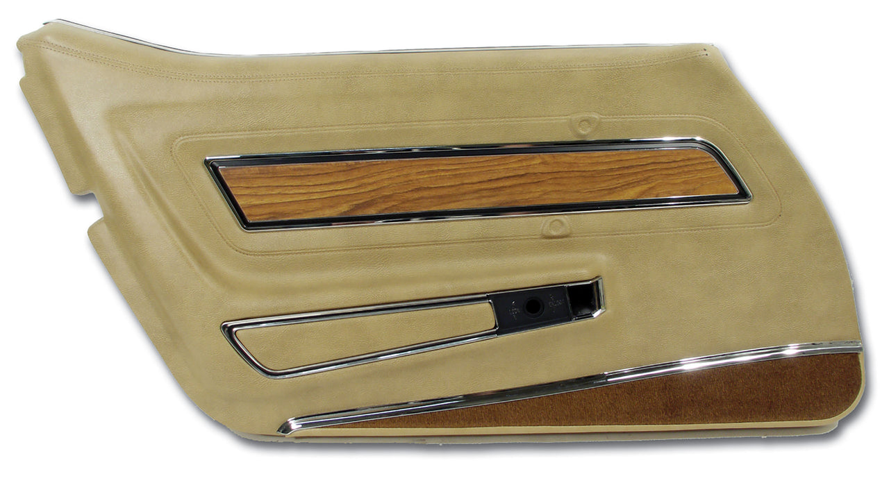 1976-1976 Corvette Door Panel Buckskin Deluxe W/Teak Insert LH-4437A1-Corvette-Store-Online