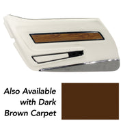 1976-1976 Corvette Door Panel White Deluxe W/Dk Brown Carpet W/Teak Insert LH-4437Z6-Corvette-Store-Online