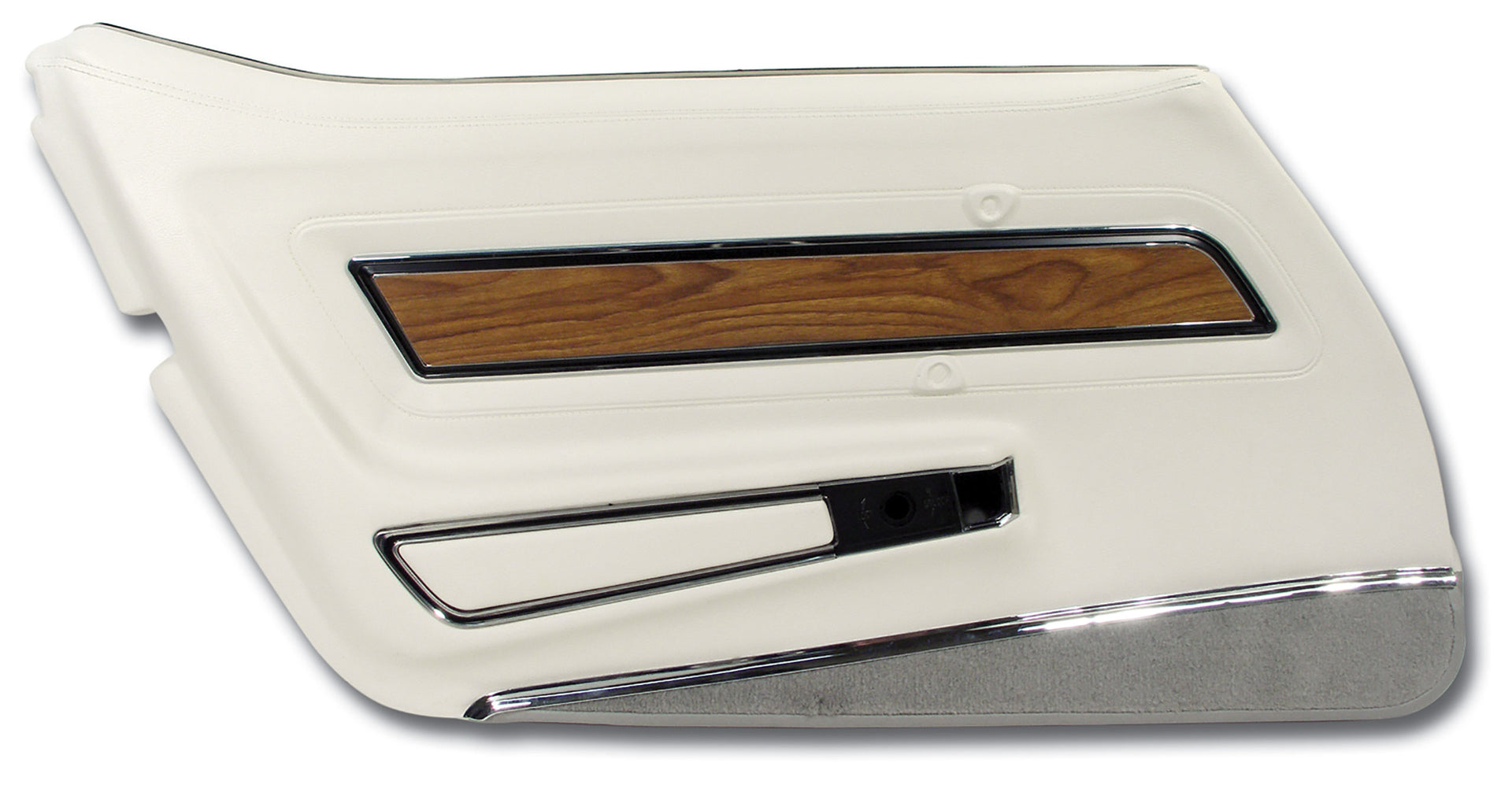 1976-1976 Corvette Door Panel White Deluxe W/Dk Smoke Carpet W/Teak Insert LH-4437Z7-Corvette-Store-Online