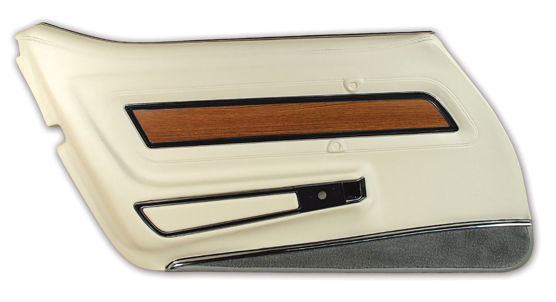 1976-1976 Corvette Door Panel White Deluxe W/Smoke Carpet W/Teak Insert LH-4437Z8-Corvette-Store-Online