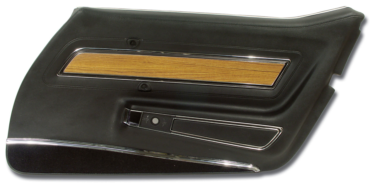 1976-1976 Corvette Door Panel Black Deluxe W/Teak Insert RH-443820-Corvette-Store-Online