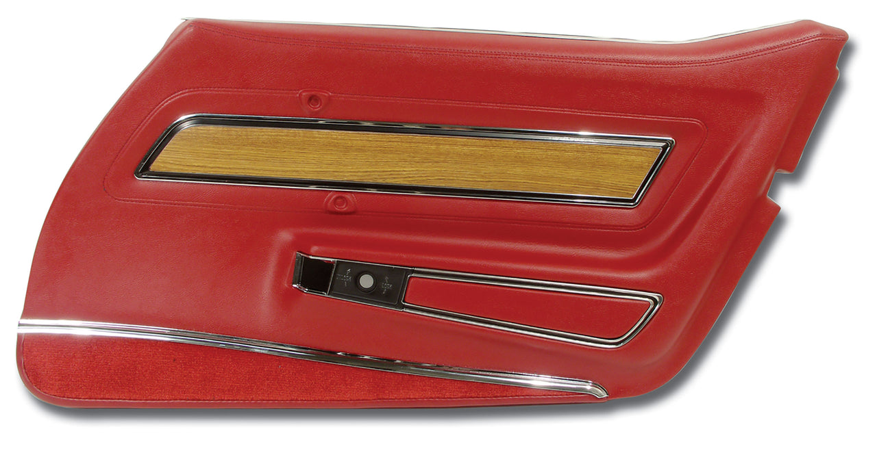 1976-1976 Corvette Door Panel Firethorn Deluxe W/Teak Insert RH-443834-Corvette-Store-Online