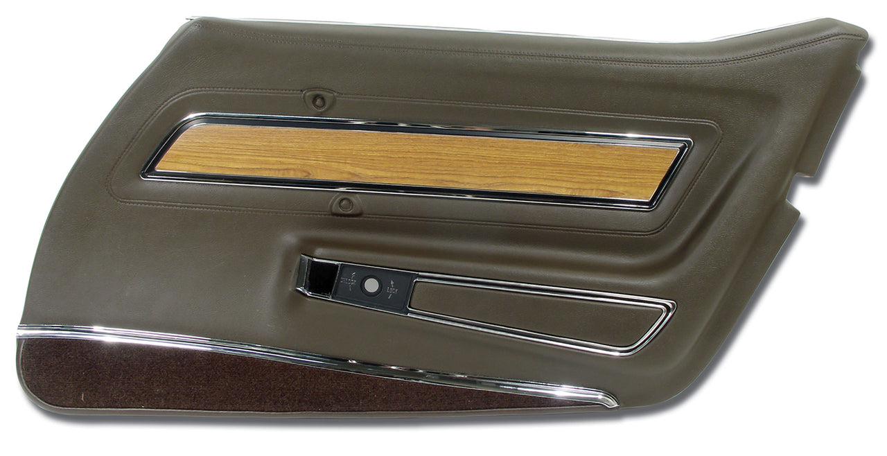 1976-1976 Corvette Door Panel Dark Brown Deluxe W/Teak Insert RH-443855-Corvette-Store-Online