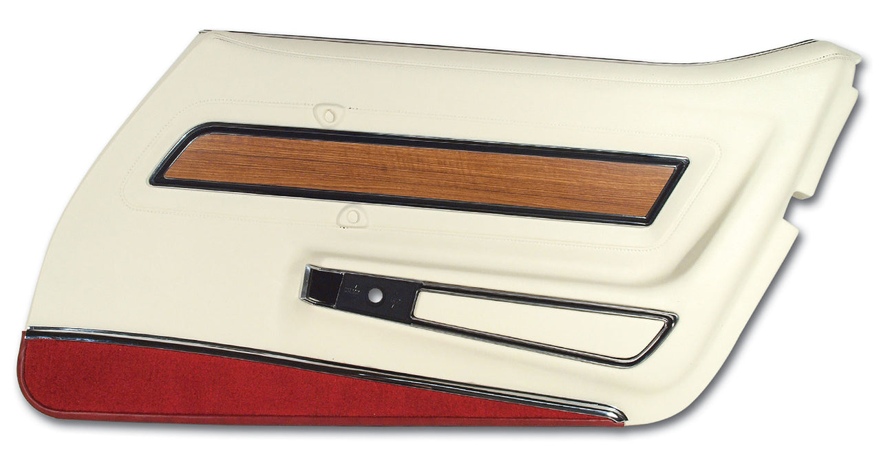 1976-1976 Corvette Door Panel White Deluxe W/Firethorn Carpet And Teak Insert RH-443876-Corvette-Store-Online