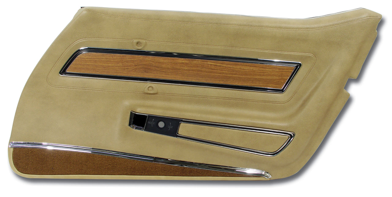1976-1976 Corvette Door Panel Buckskin Deluxe W/Teak Insert RH-4438A1-Corvette-Store-Online