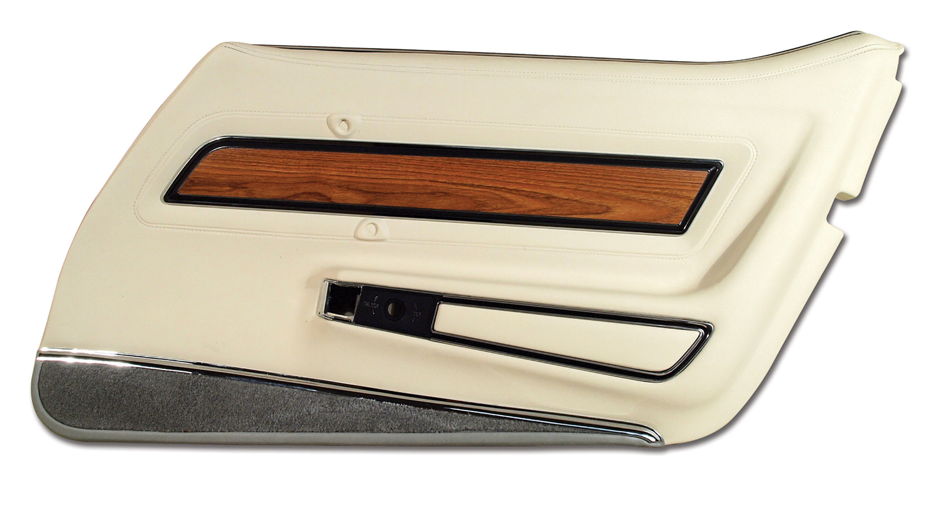 1976-1976 Corvette Door Panel White Deluxe W/Smoke Carpet And Teak Insert RH-4438Z8-Corvette-Store-Online