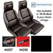 1994-1996 Corvette OE Style Embroidered Standard Leather Seat Covers - Black-447220E-Corvette-Store-Online