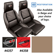 1994-1996 Corvette OE Style Embroidered Standard Leather Seat Covers - Beige-447282E-Corvette-Store-Online