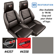 1994-1996 Corvette OE Style Embroidered Standard Leather Seat Covers - Gray-447284E-Corvette-Store-Online