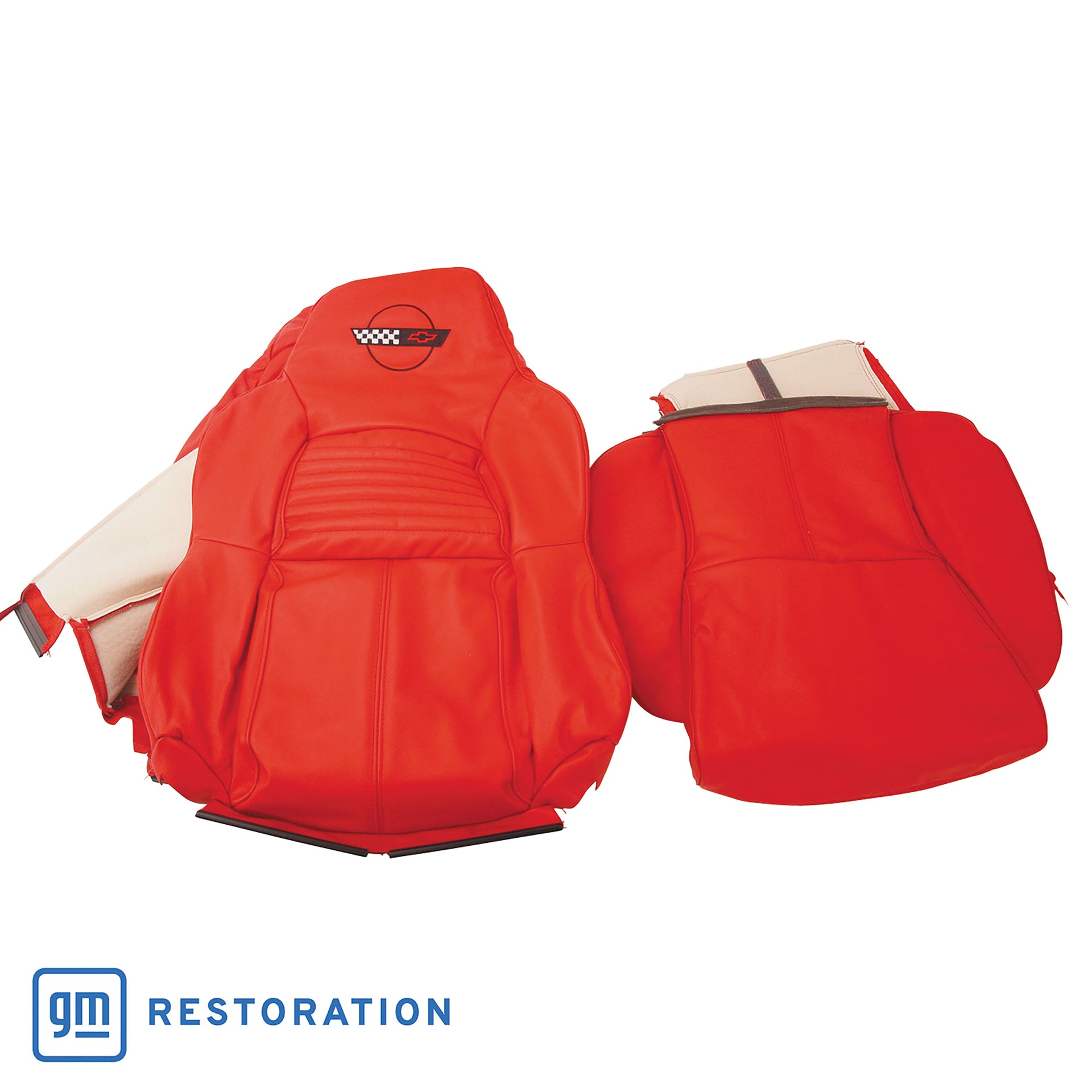1994-1996 Corvette OE Style Embroidered Standard Leather Seat Covers - Torch Red-447285E-Corvette-Store-Online