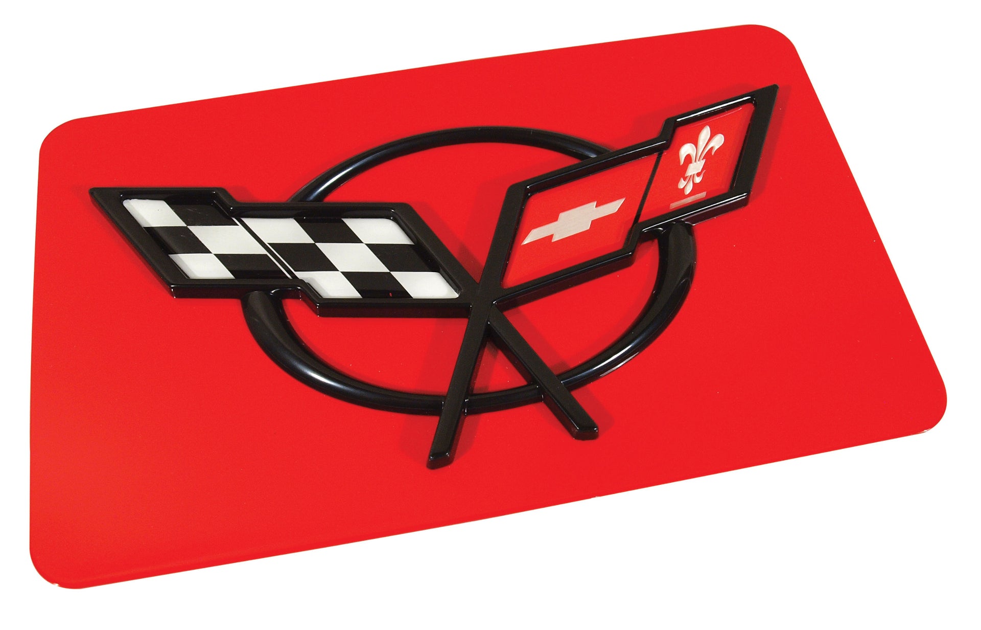 1997-2004 Corvette Exhaust Plate - Torch Red W/C5 Logo-44841-Corvette-Store-Online