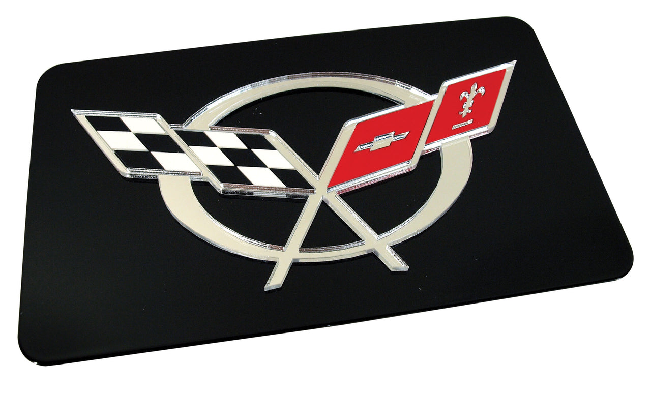 1997-2004 Corvette Exhaust Plate - Black W/C5 Logo-44842-Corvette-Store-Online