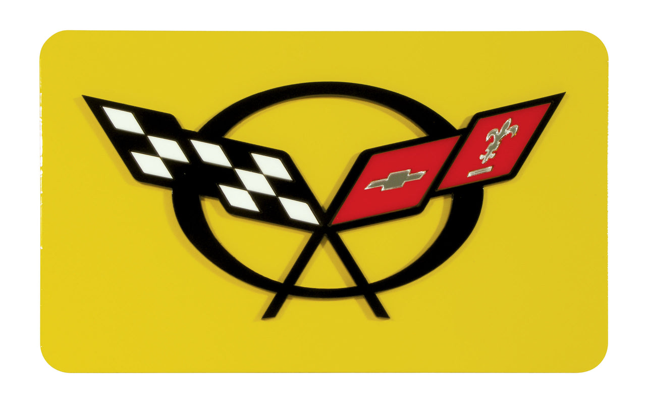 2000-2004 Corvette Exhaust Plate - Mill Yellow W/C5 Logo-44843-Corvette-Store-Online