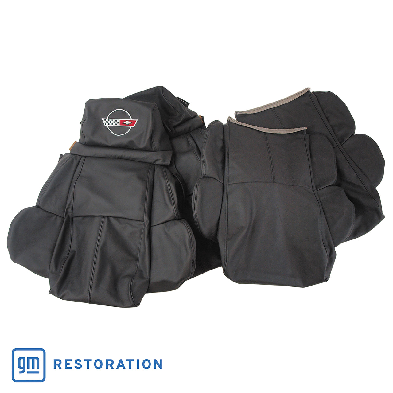 1993-1993 Corvette OE Style Embroidered Standard Leather Seat Covers - Black-448520E-Corvette-Store-Online