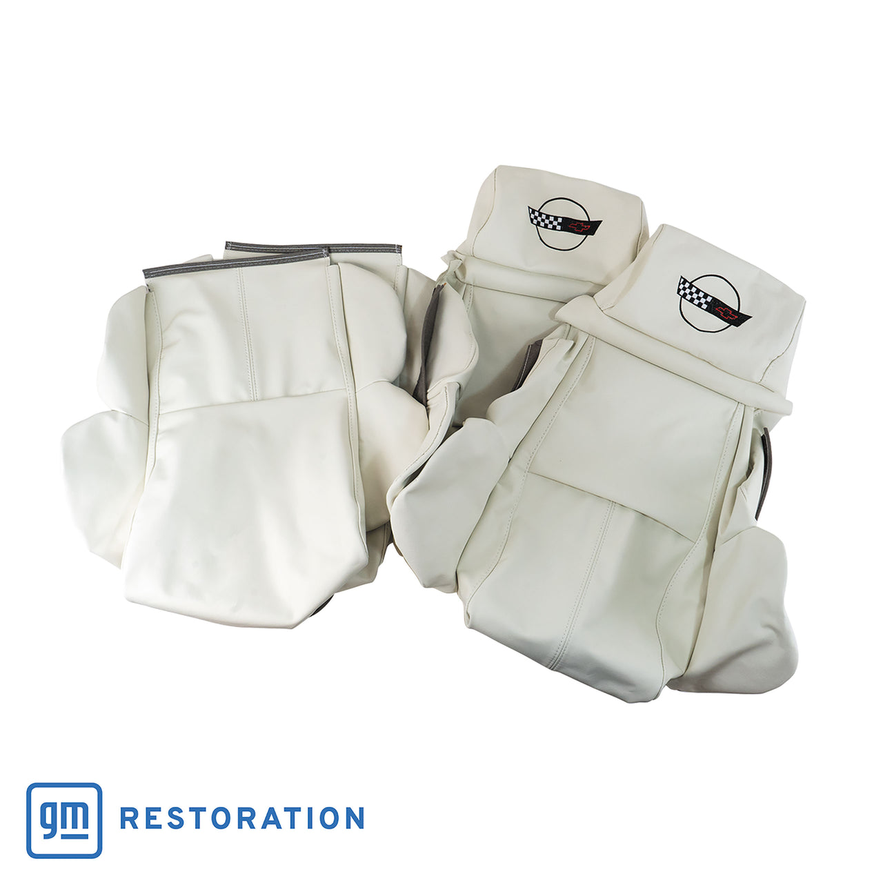 1993-1993 Corvette OE Style Embroidered Standard Leather Seat Covers - White-448583E-Corvette-Store-Online