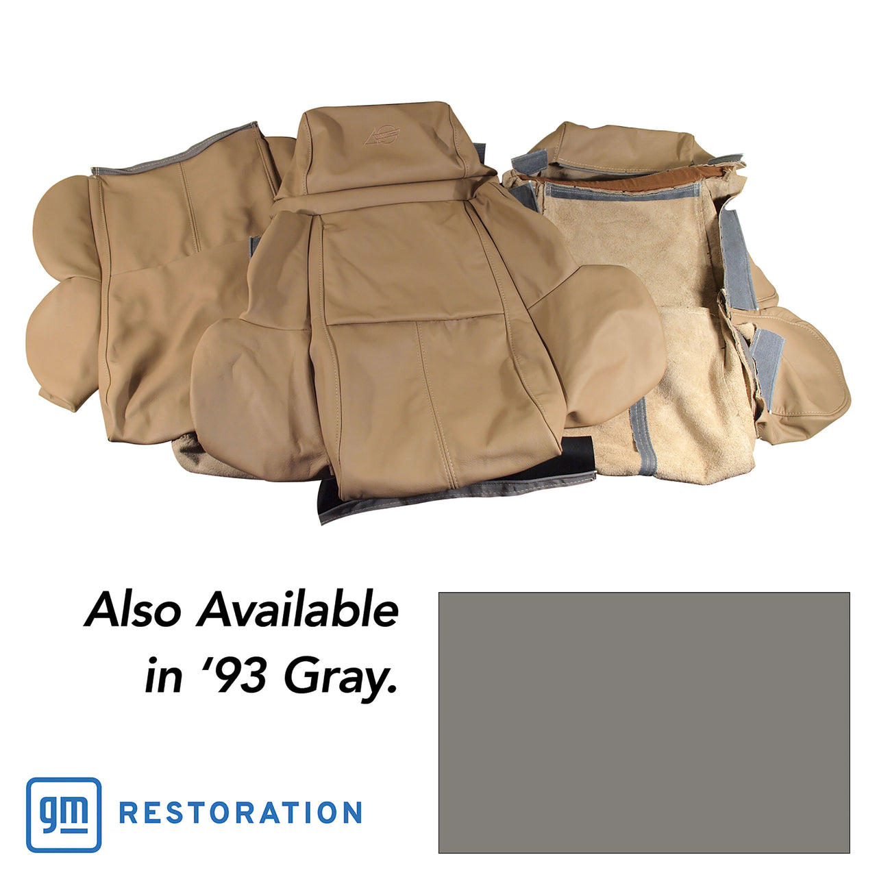 1993-1993 Corvette Leather Seat Covers Gray Standard-448584-Corvette-Store-Online